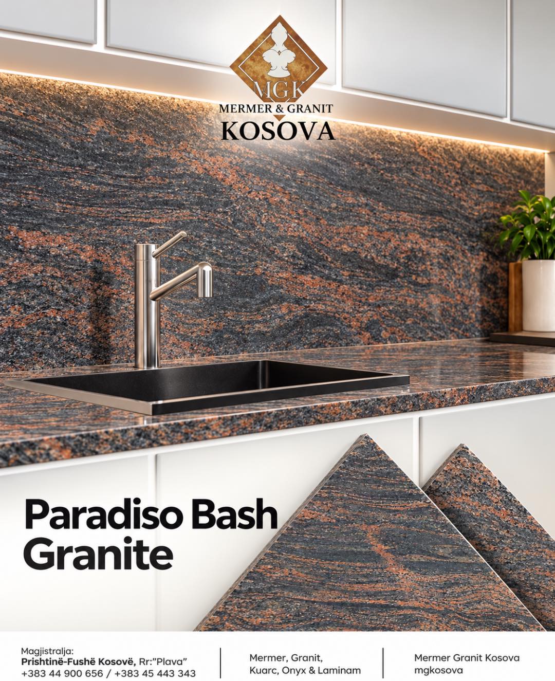 Paradiso Bash Granite sjell elegancë me nuancat e errëta dhe