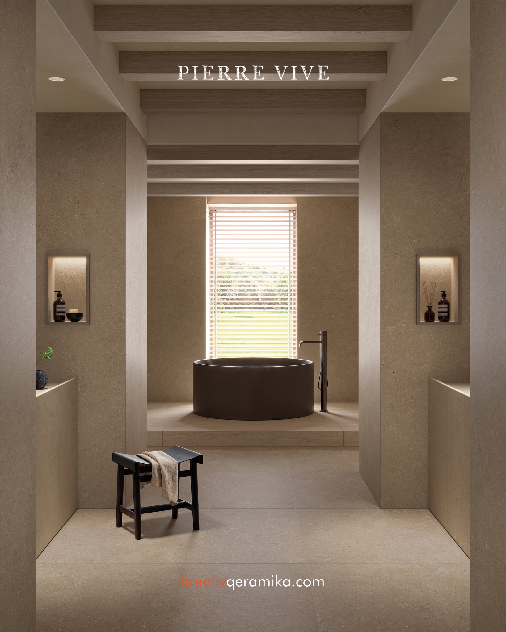 A corridor of light, a bath at the end of it.