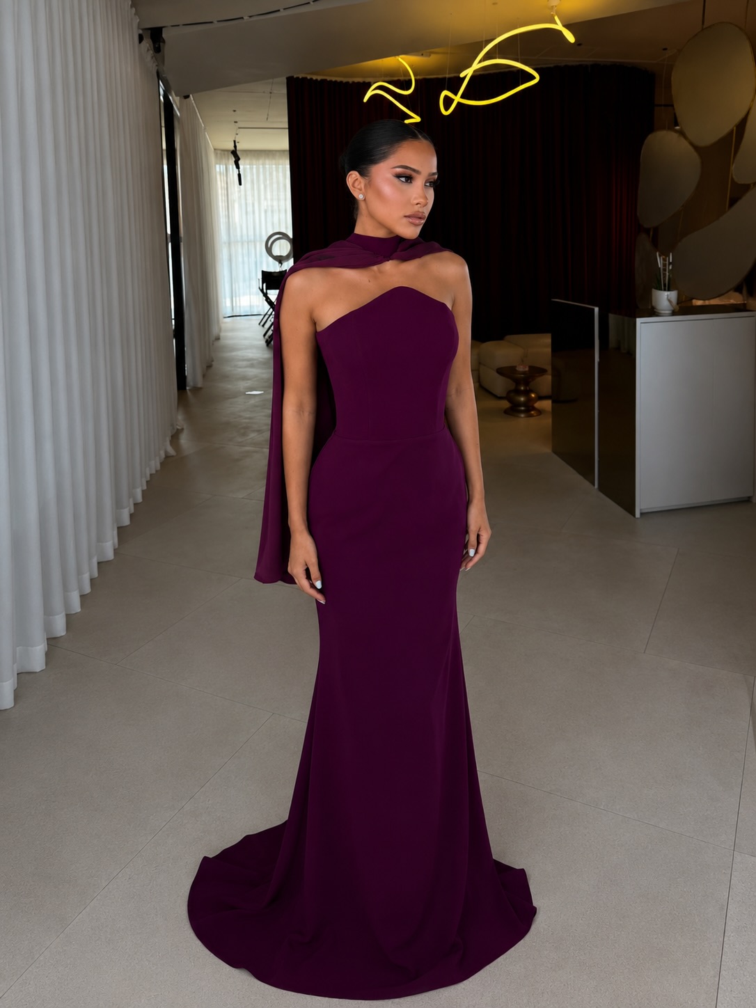 Introducing the Selene Gown in Deep Plum.