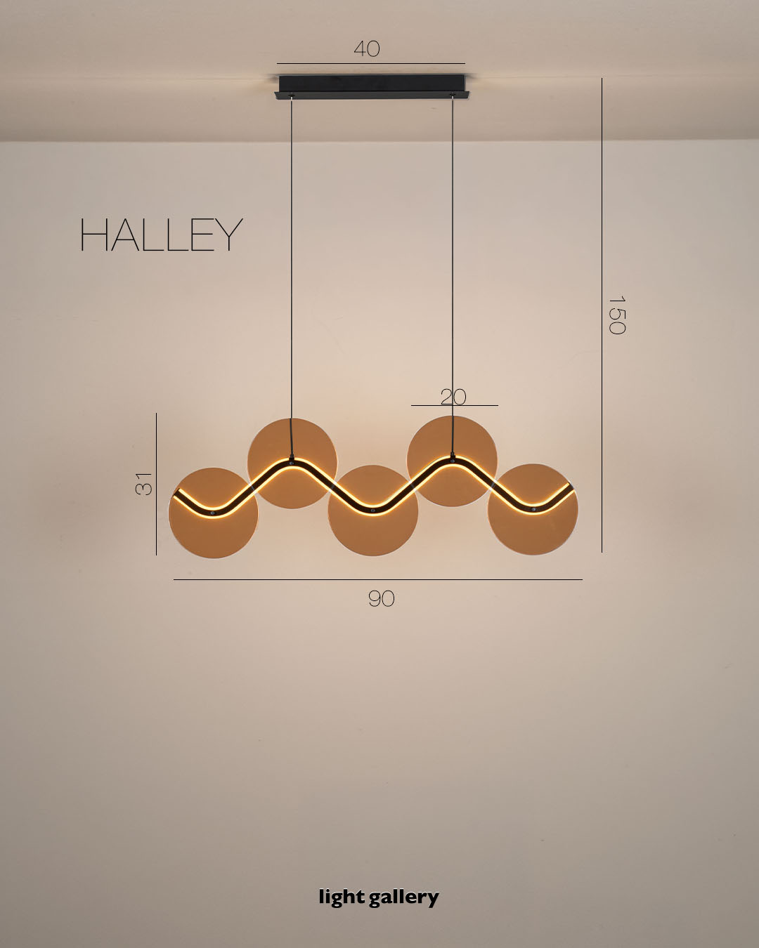 HALLEY, llambë e varur me pesë disqe rrethore dhe ndriçim të – Light Gallery (2)
