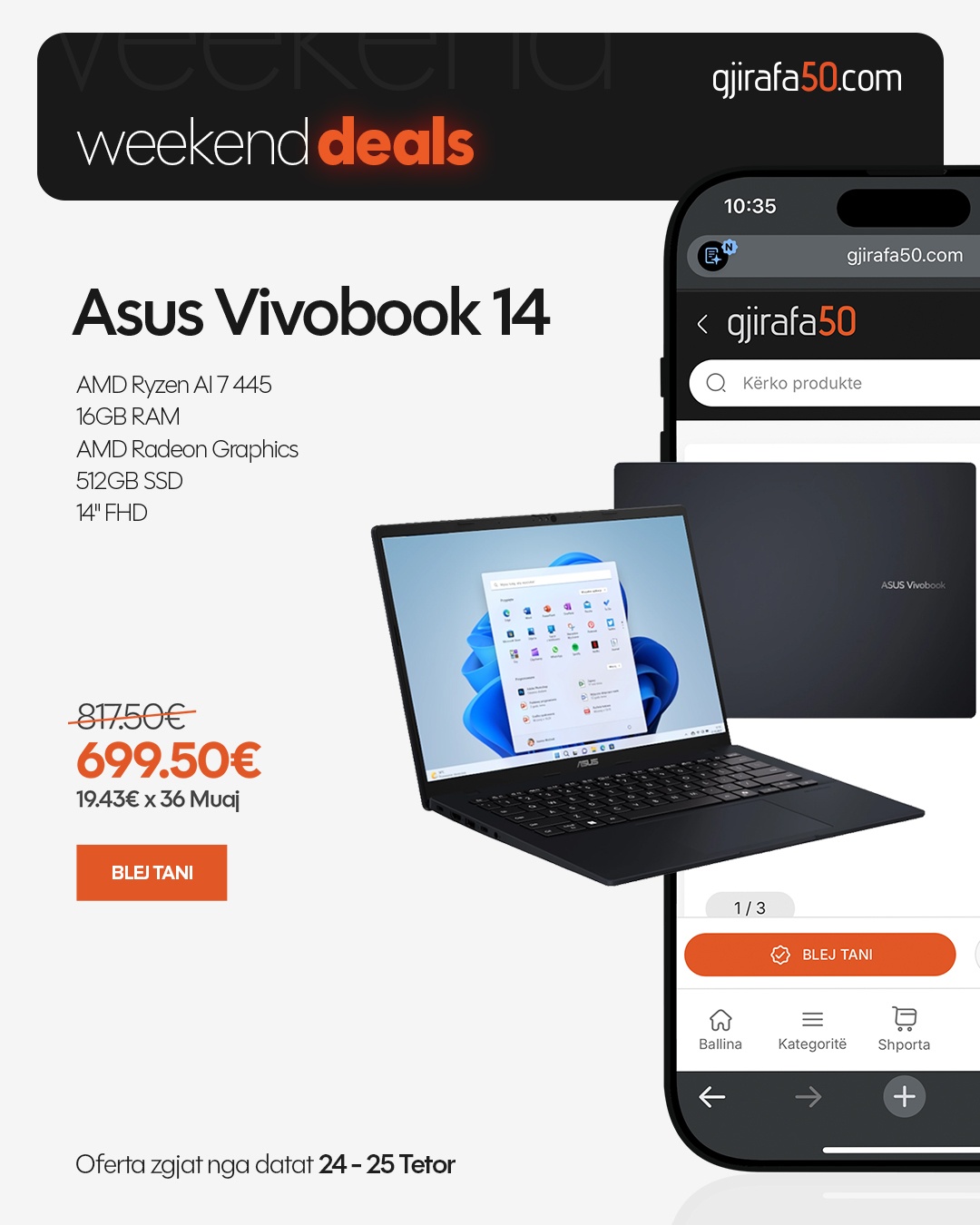 I lehtë për çdo ditë Laptopi ASUS Vivobook 14 me AMD Ryzen 7