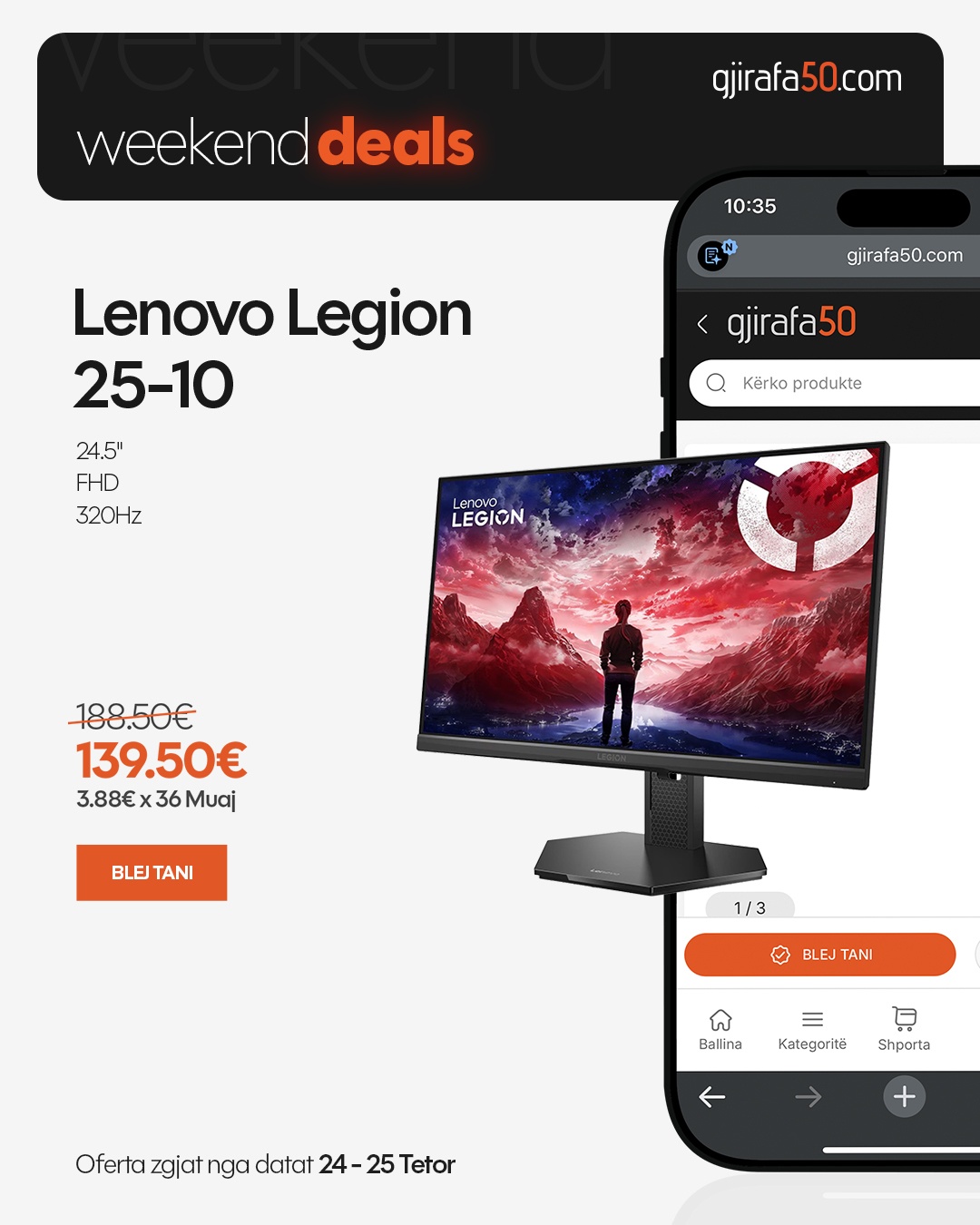 320Hz për çdo frame Monitori gaming Lenovo Legion 25-10 – Gjirafa50