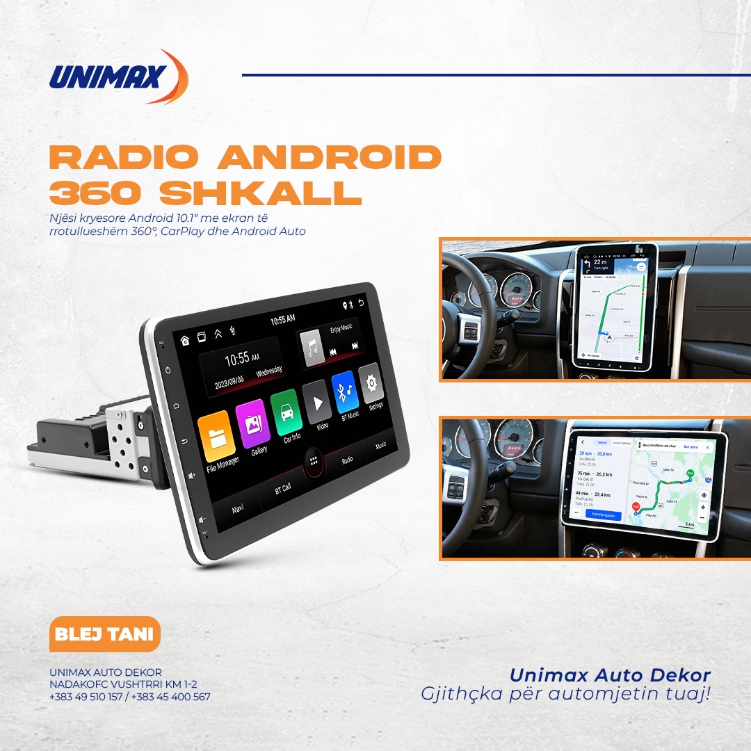 Radio Android Me Ekran Të Rrotullueshëm 360°
