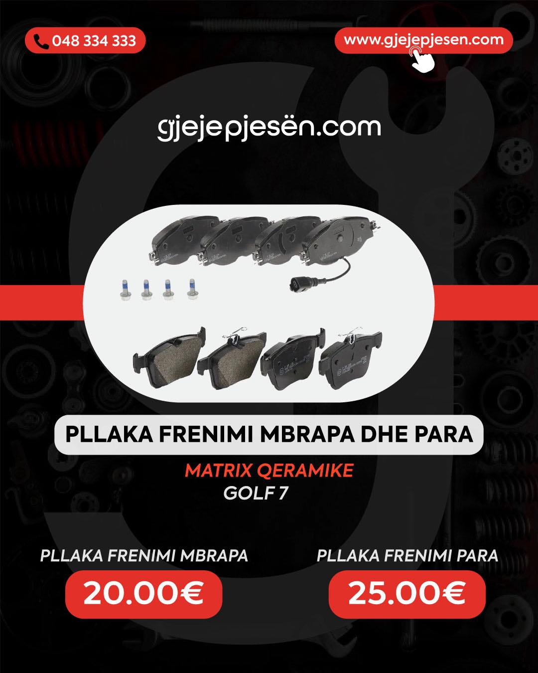 Pllaka frenimi para dhe mbrapa Matrix Qeramike
