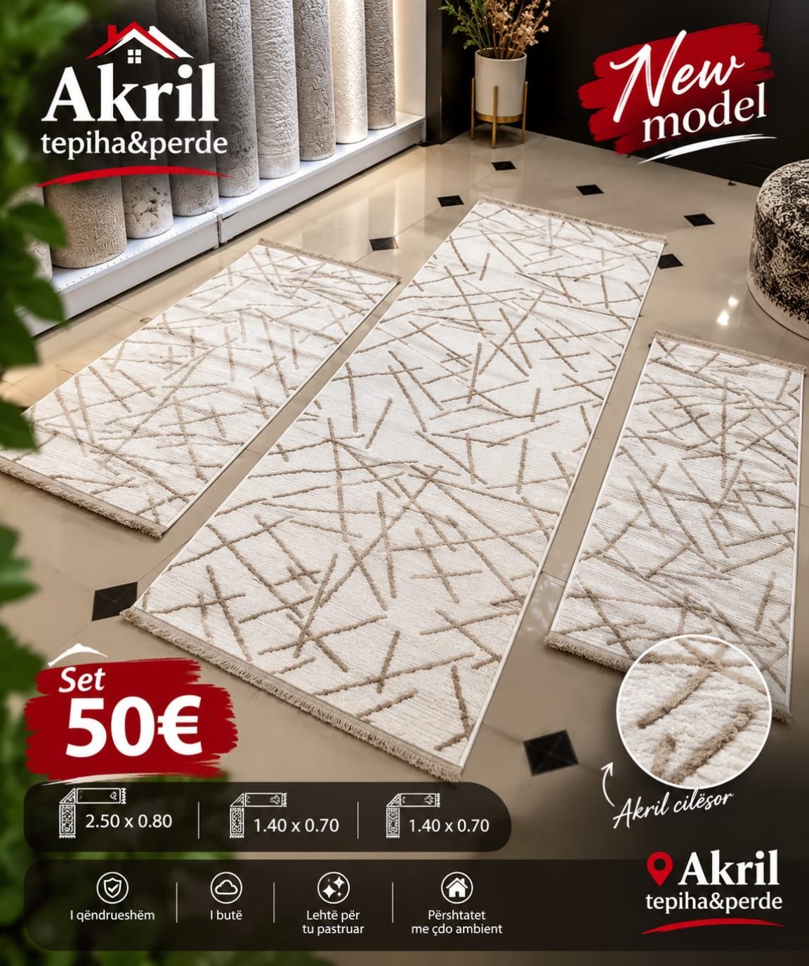 Moda nga AKRIL Tepiha & Perde