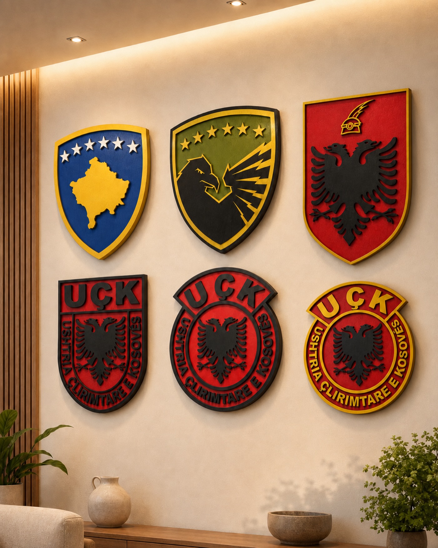 Emblema shqiptare të punuara me detaje dhe krenari.