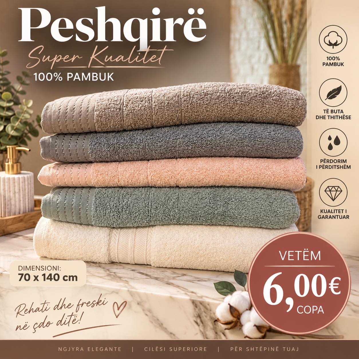 Peshkirë 100% pambuk – super kualitet!