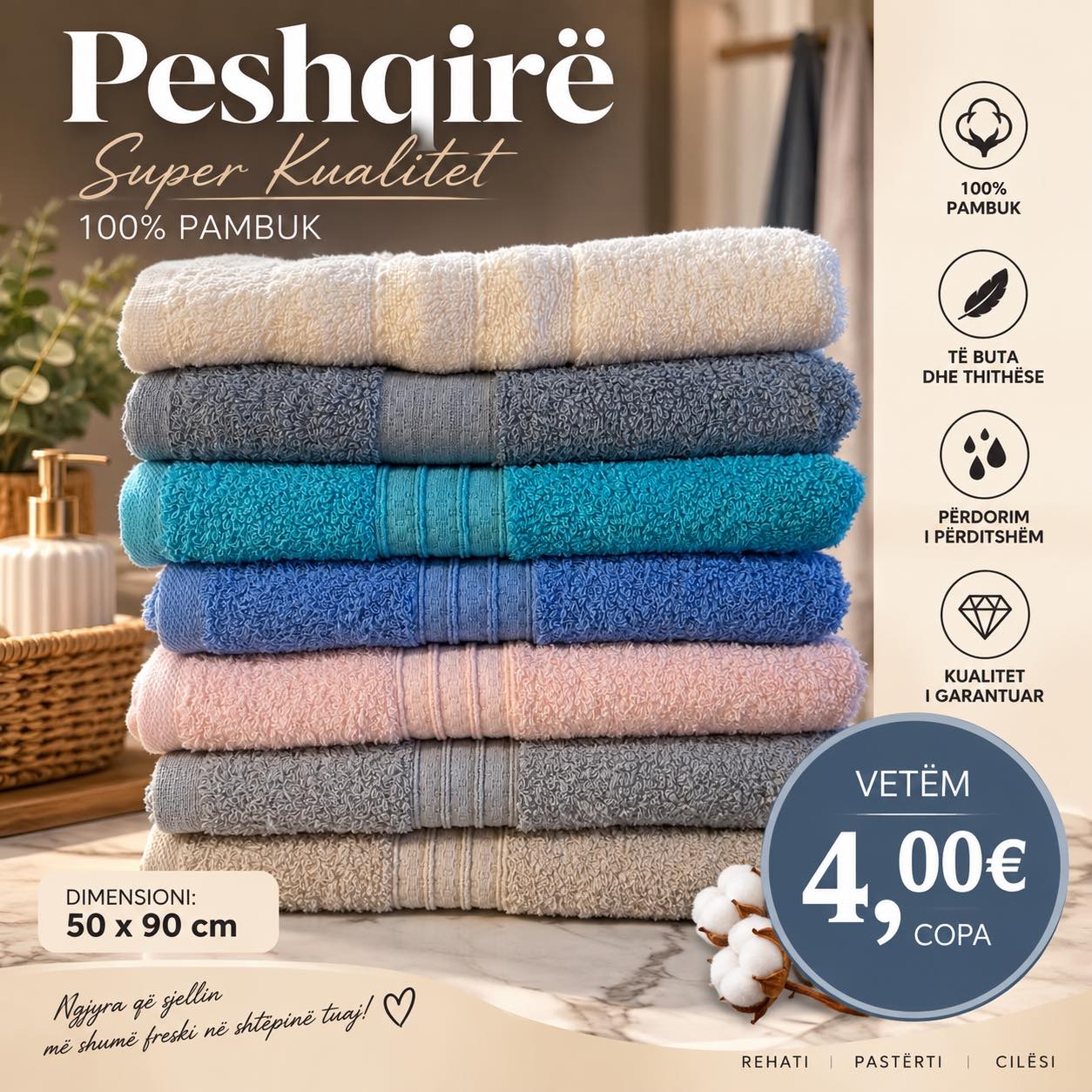 Peshkirë 100% pambuk – super kualitet!