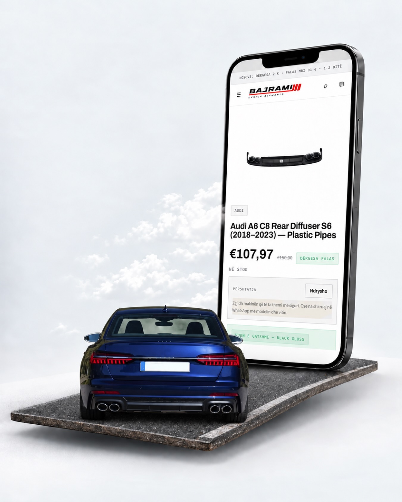 Audi A6 C8 Rear Diffuser S6 (2018–2023)