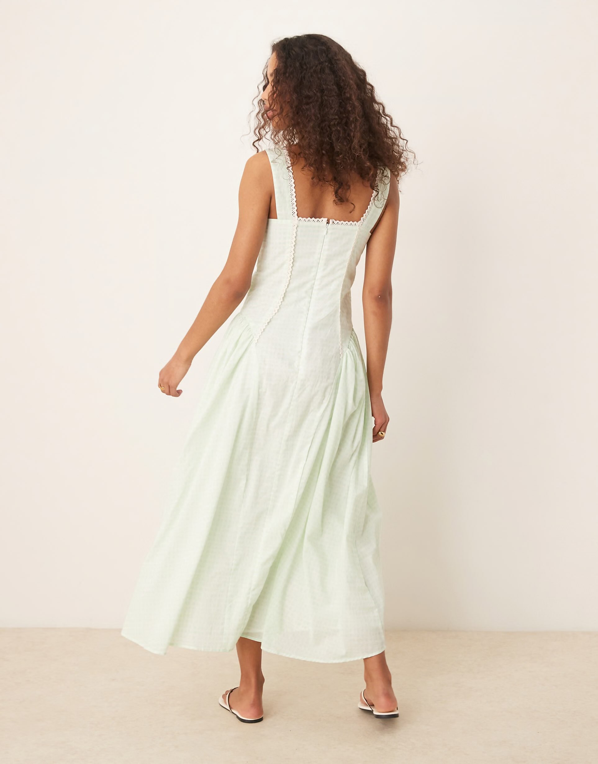 Square neck maxi dress with dropped waist in mint – CHERISH STORE (3)