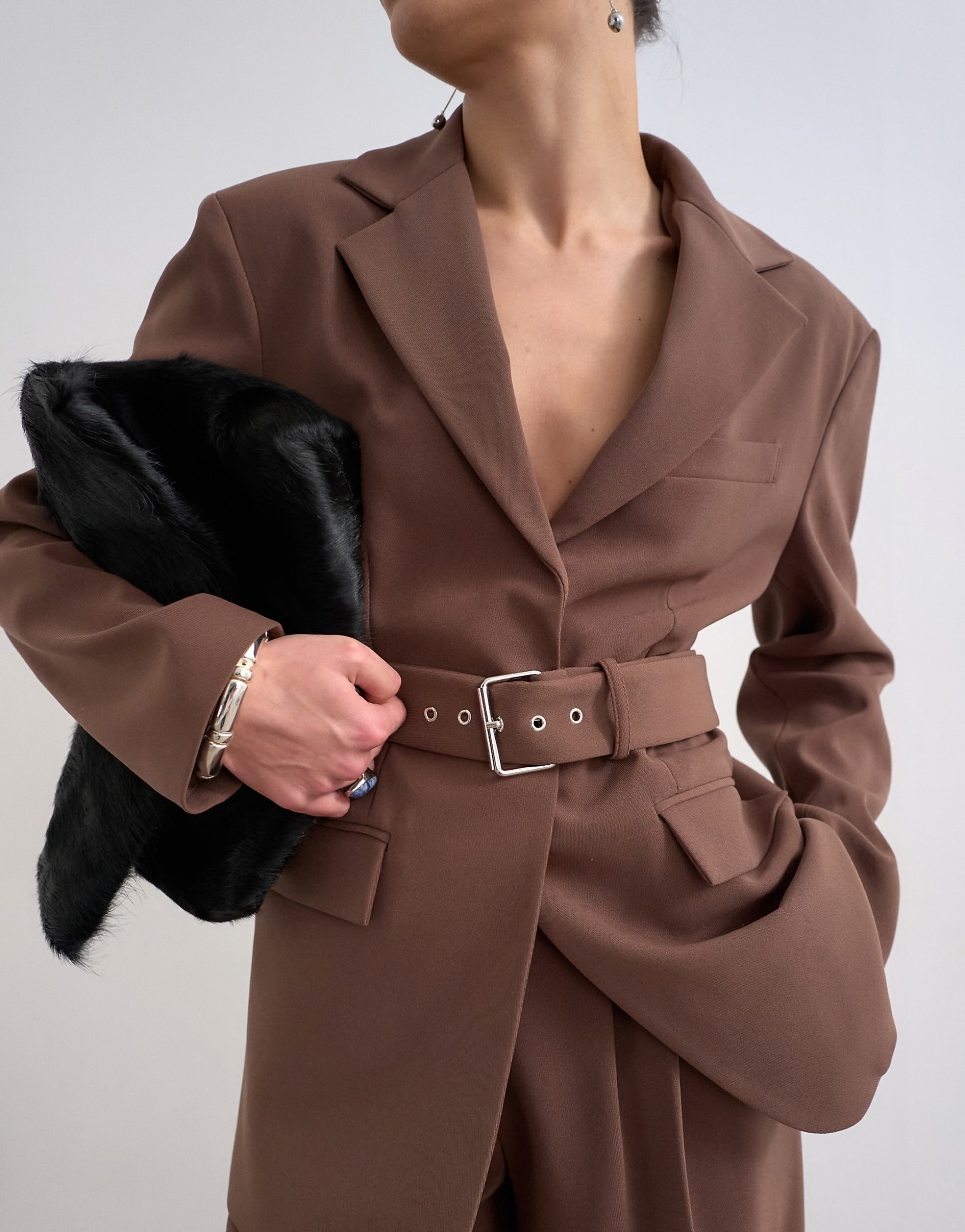 High break belted blazer in chocolate - 38 – CHERISH STORE (2)