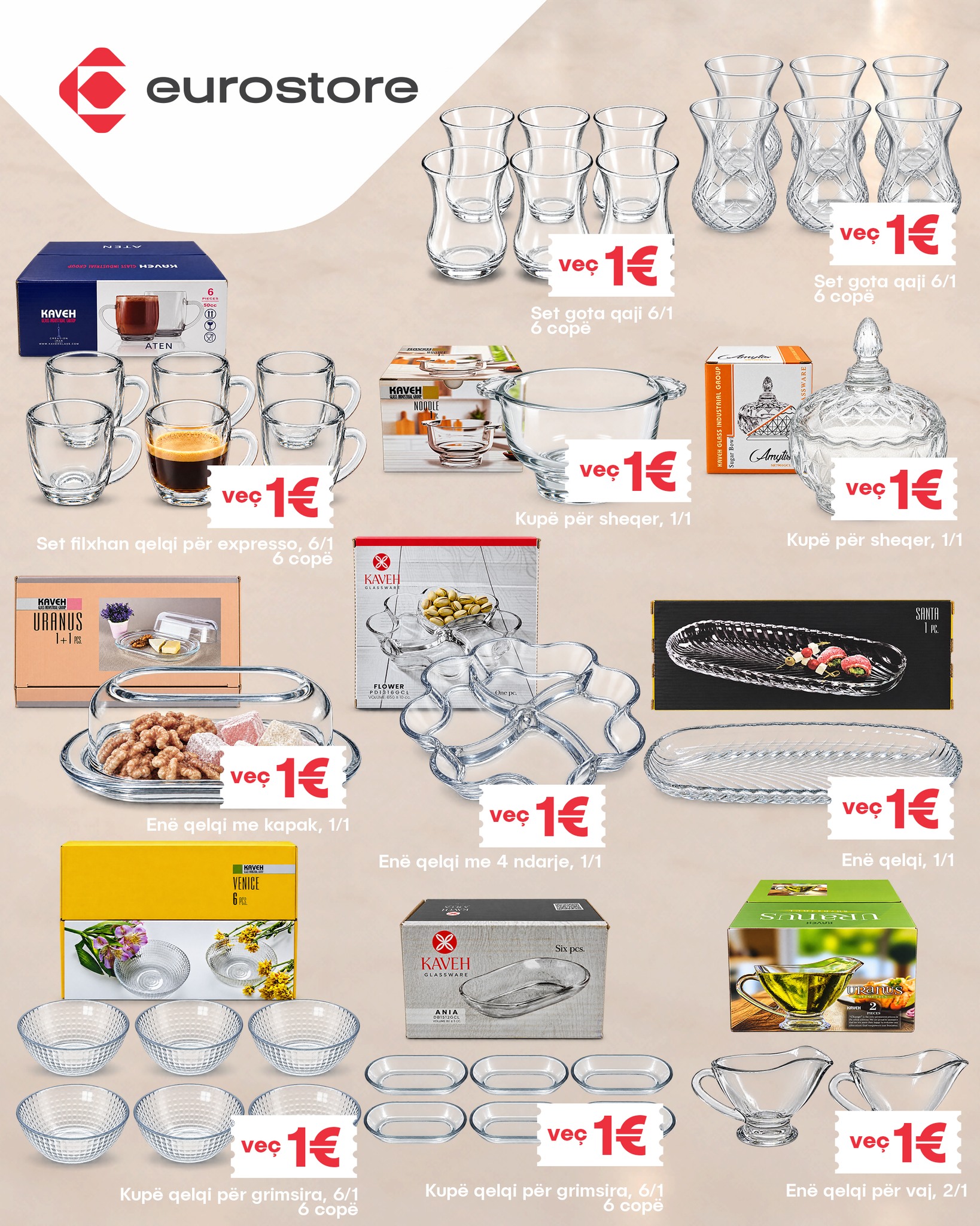 Gota, pjata dhe enë qelqi për kuzhinë – Eurostore
