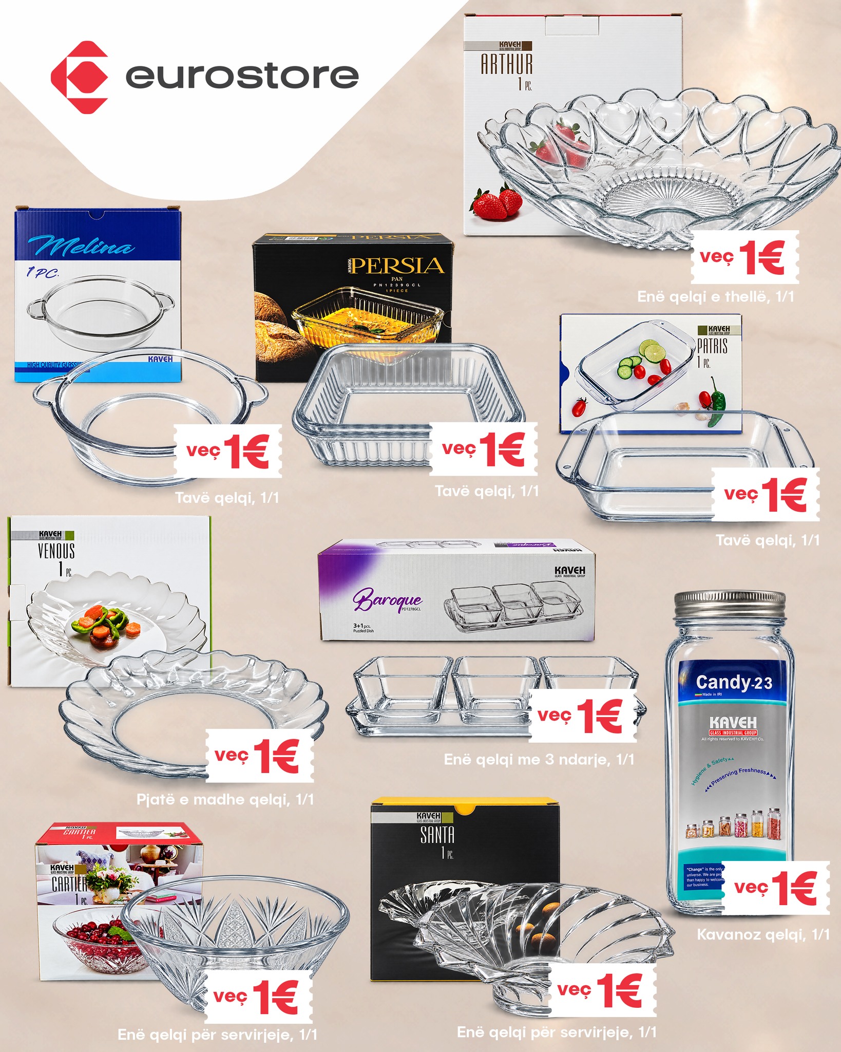 Gota, pjata dhe enë qelqi për kuzhinë – Eurostore (2)