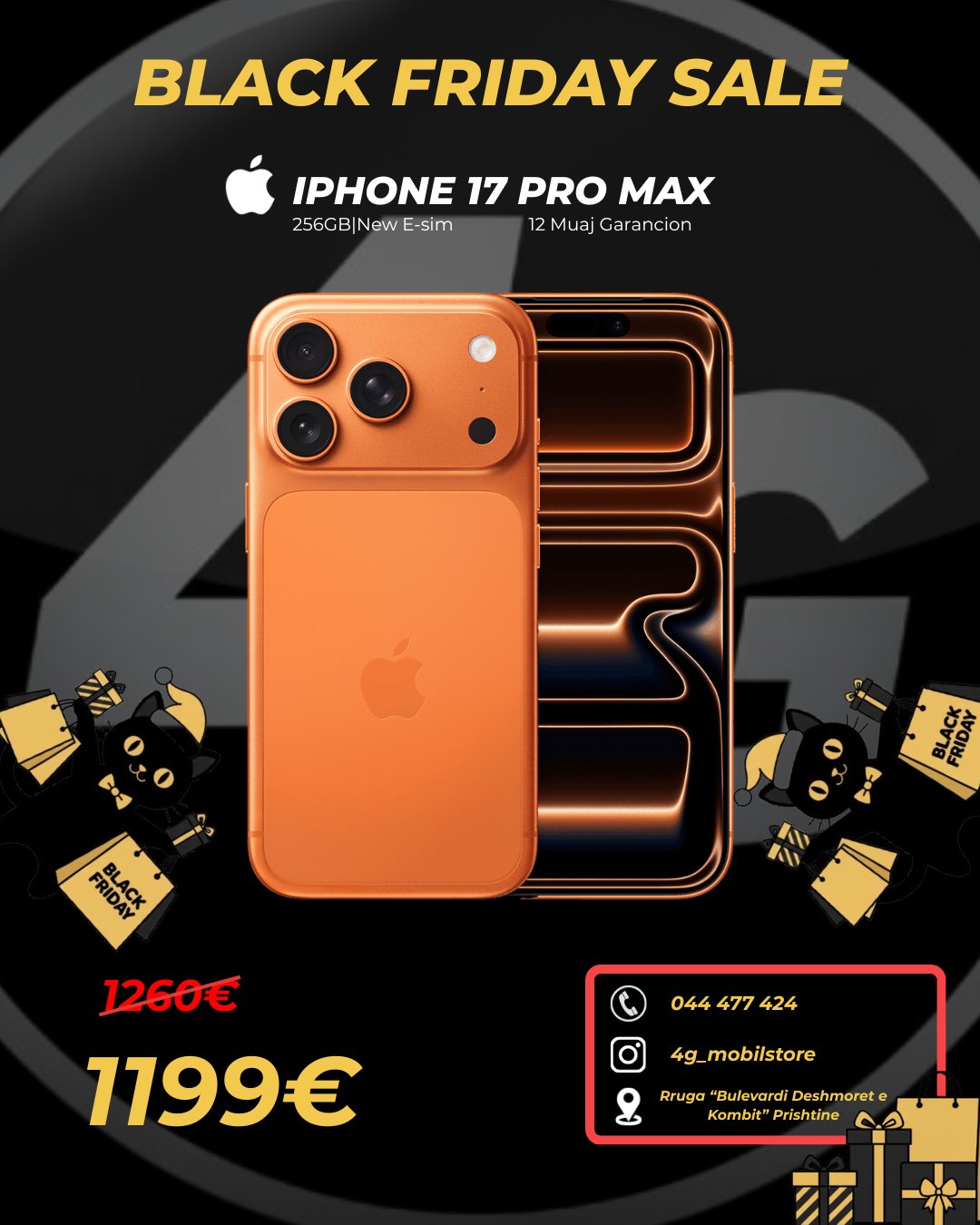 iPhone 17 Pro Max portokalli 256GB – 4G Mobil Store