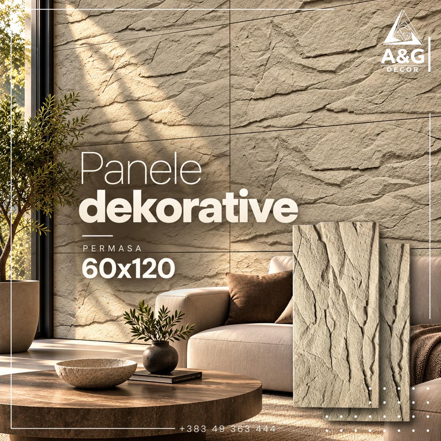 Panele dekorative muri me teksturë guri 60x120 – AG Decor