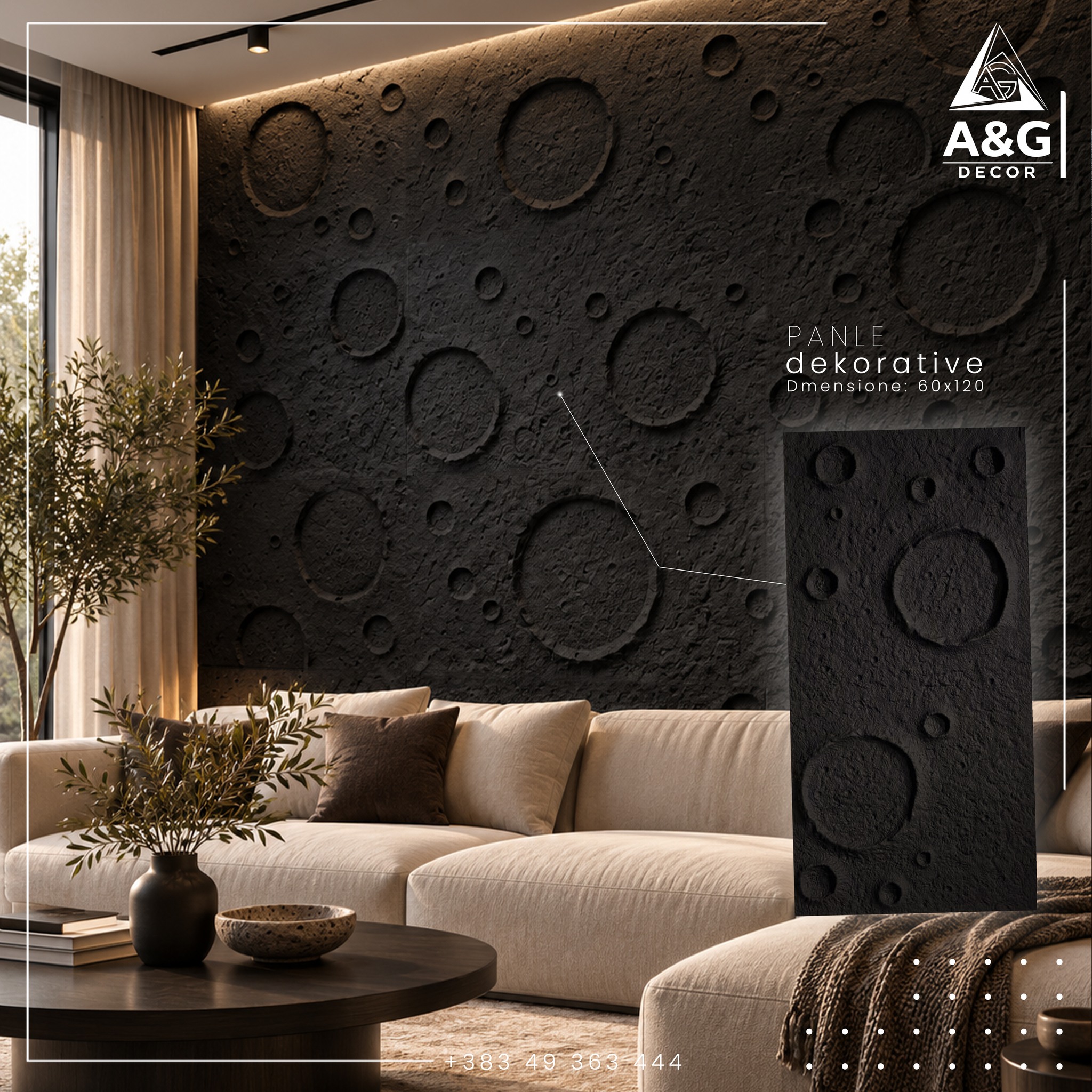 Panele dekorative 3D për mur të zeza – AG Decor