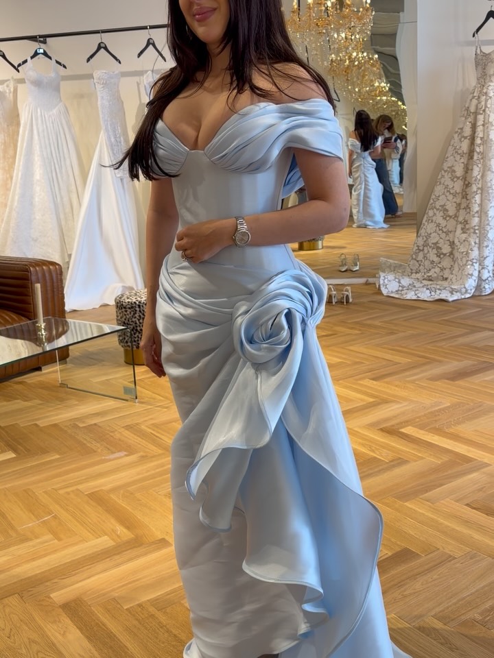 Fustan blu i çelët sirenë pa supe – Aiah Mariage (4)