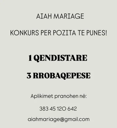 Konkurs pune për qëndistare dhe rrobaqepëse
