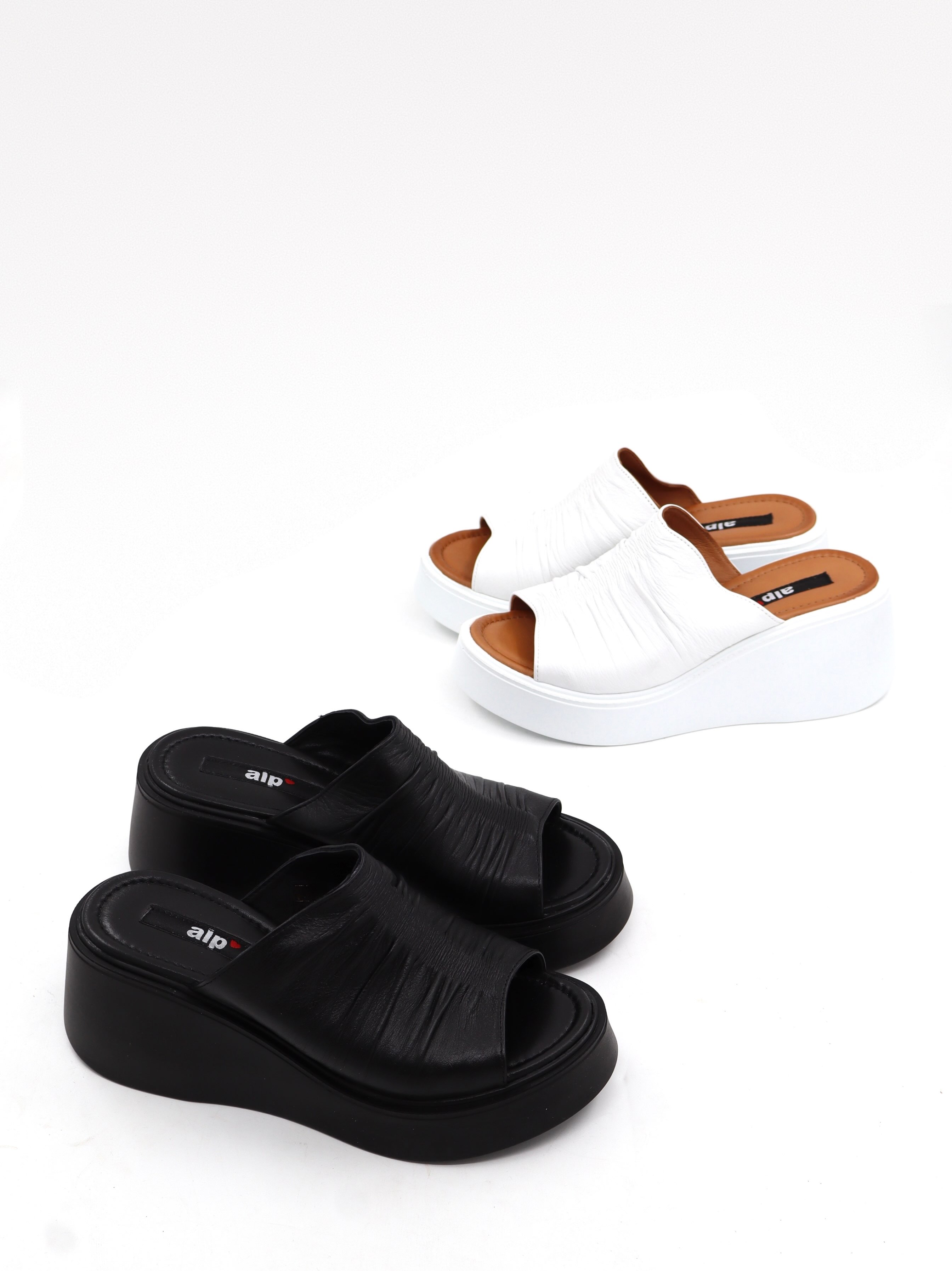 Papuçe të bardha lëkure me shuall të trashë – alp shoes & bags (3)