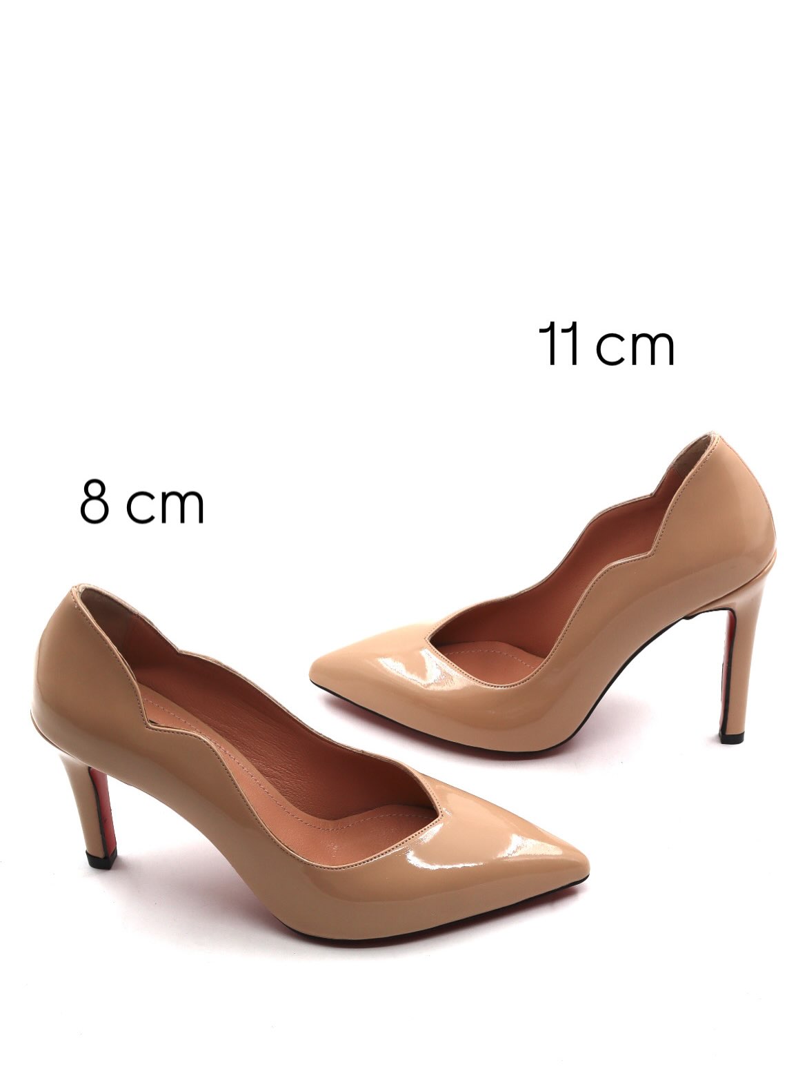 Këpucë me takë të larta bezhë me lustër – alp shoes & bags (2)