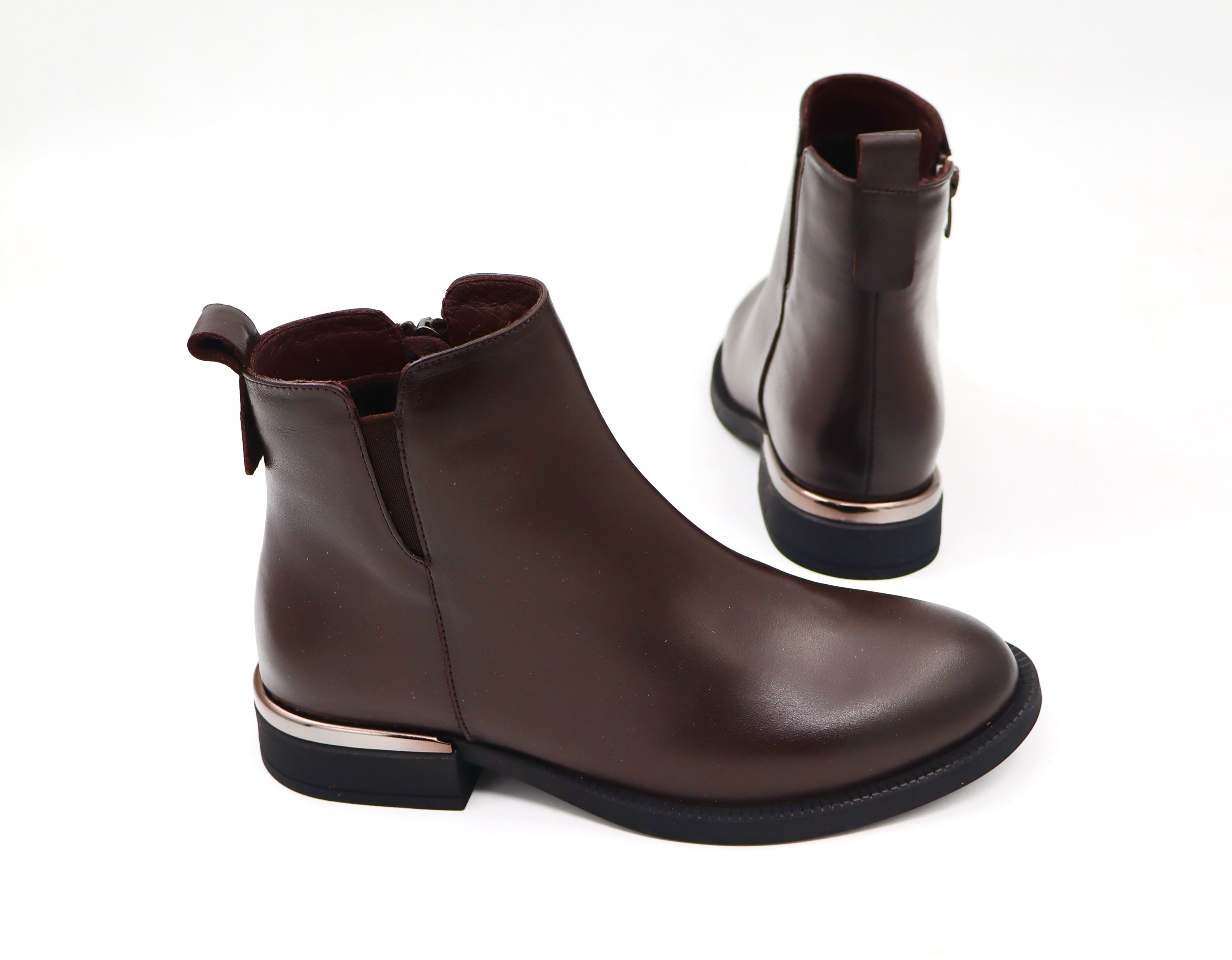 Çizme të shkurtra lëkure ngjyrë kafe të errët – alp shoes & bags (2)