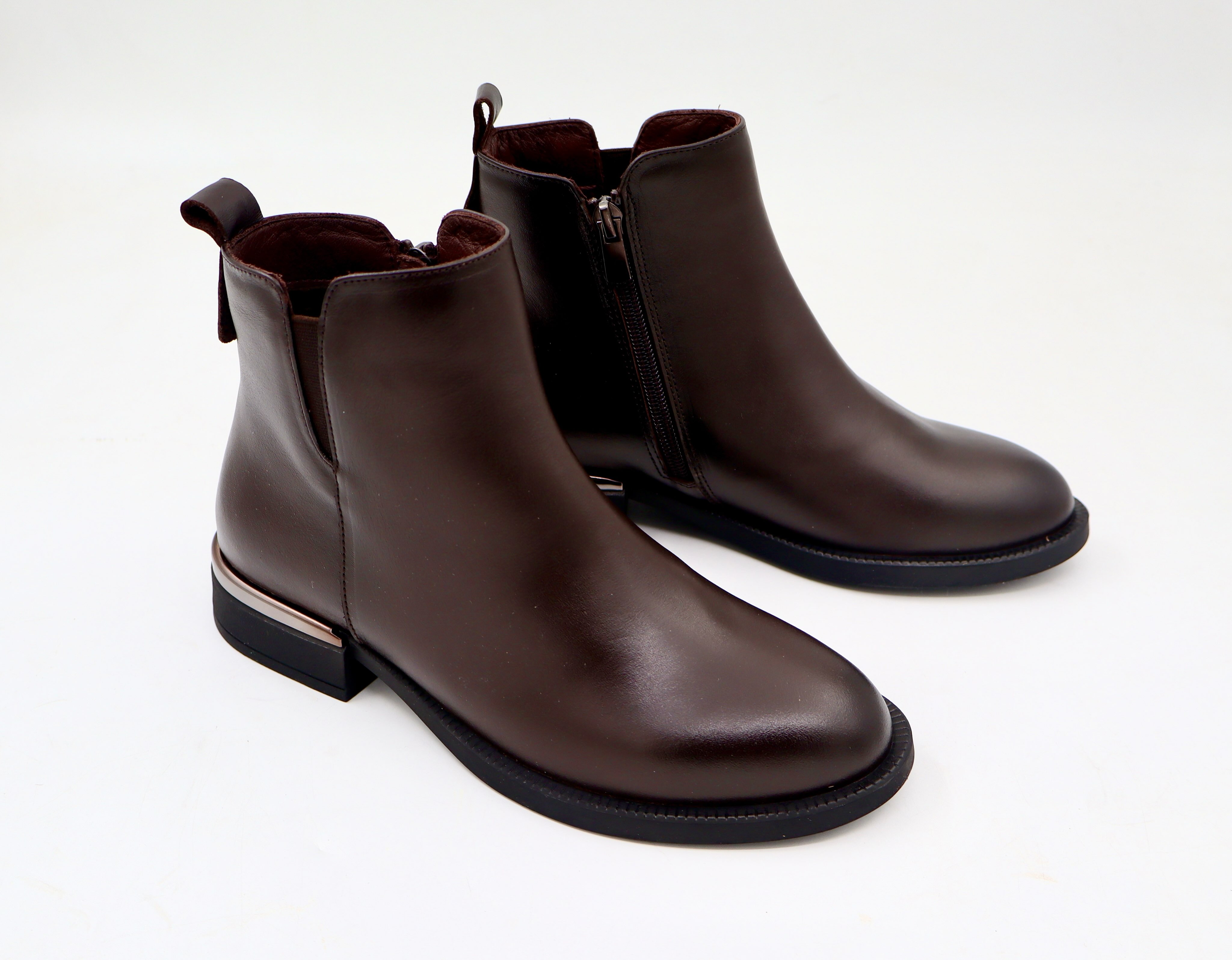 Çizme të shkurtra lëkure ngjyrë kafe të errët – alp shoes & bags (4)