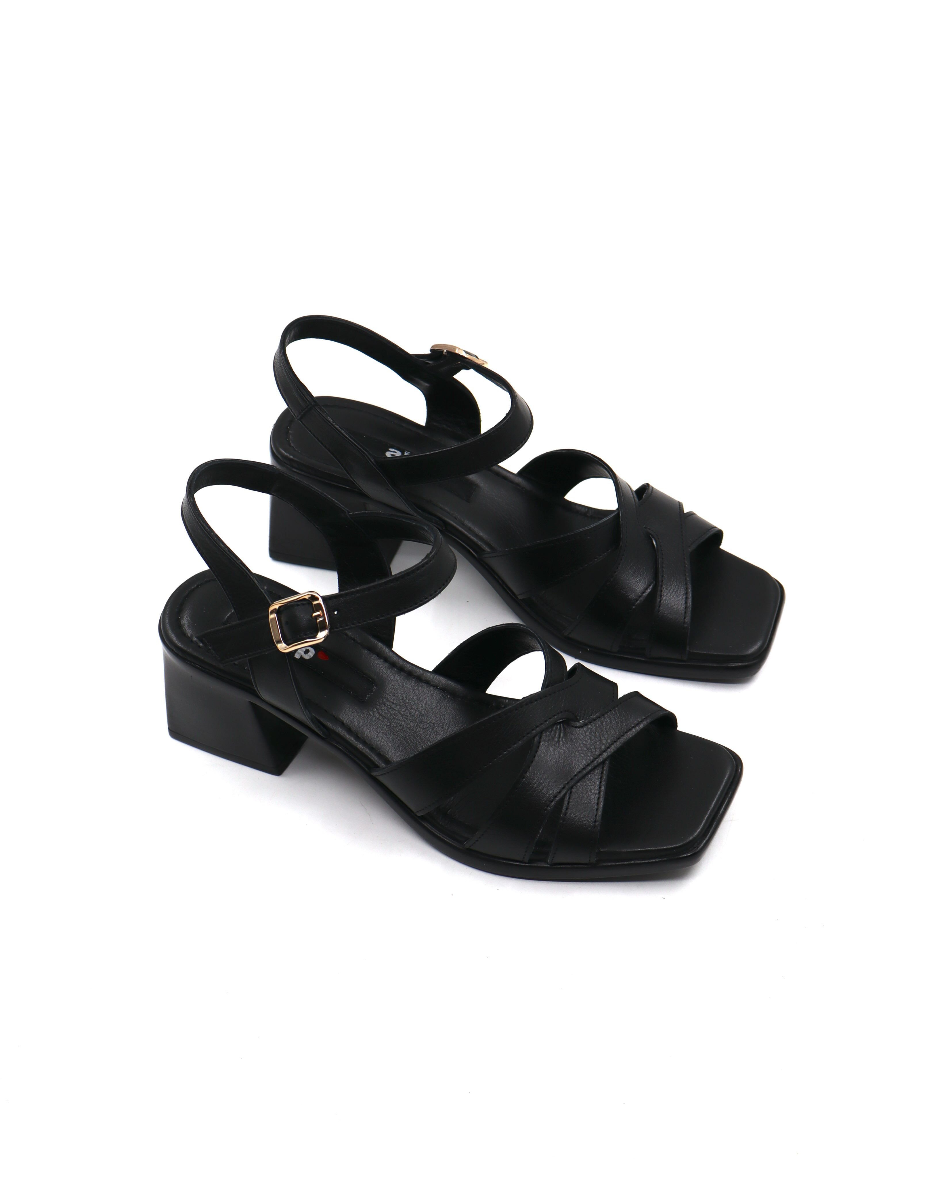 Sandale të zeza me takë të ulët – alp shoes & bags (3)