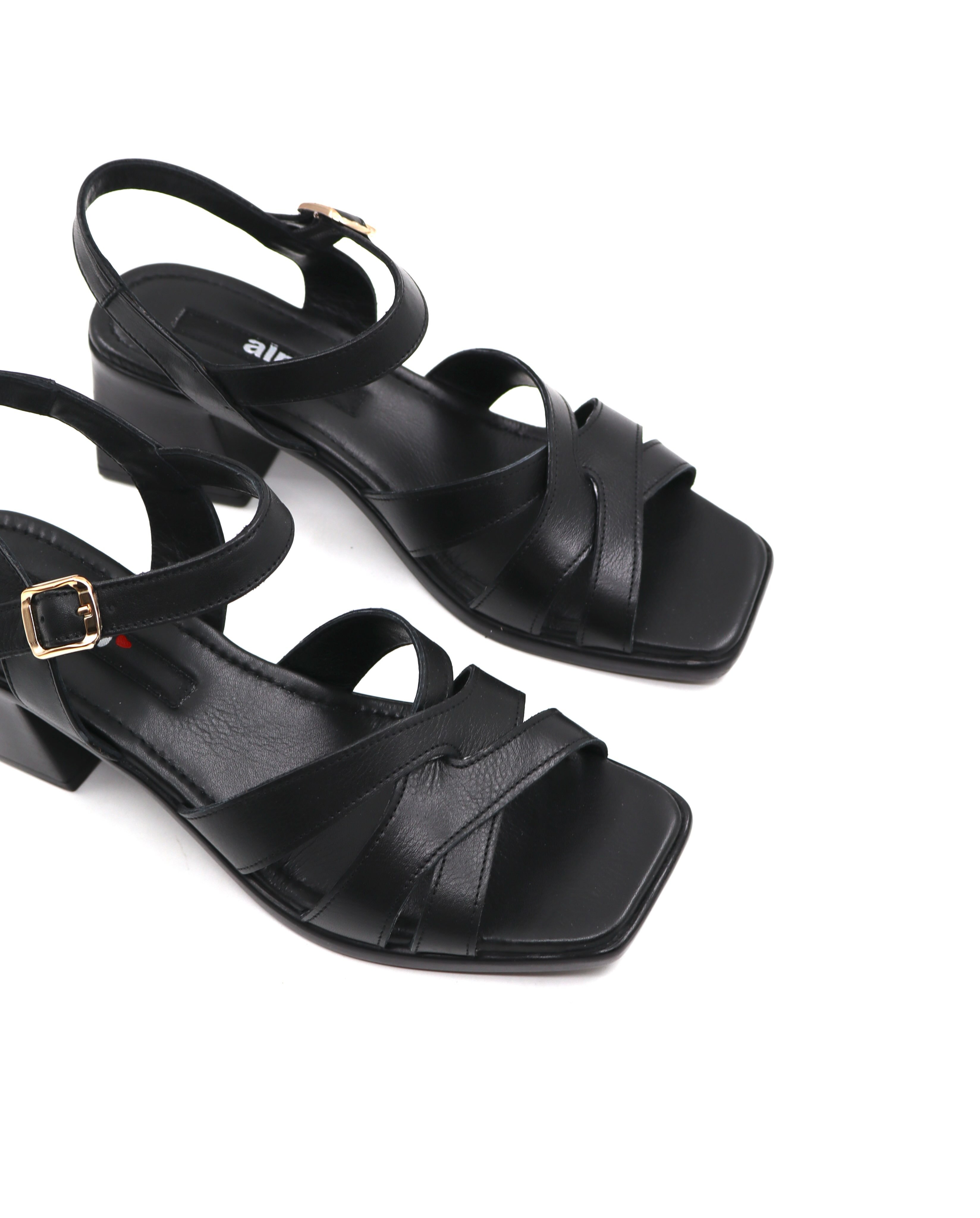 Sandale të zeza me takë të ulët – alp shoes & bags (4)