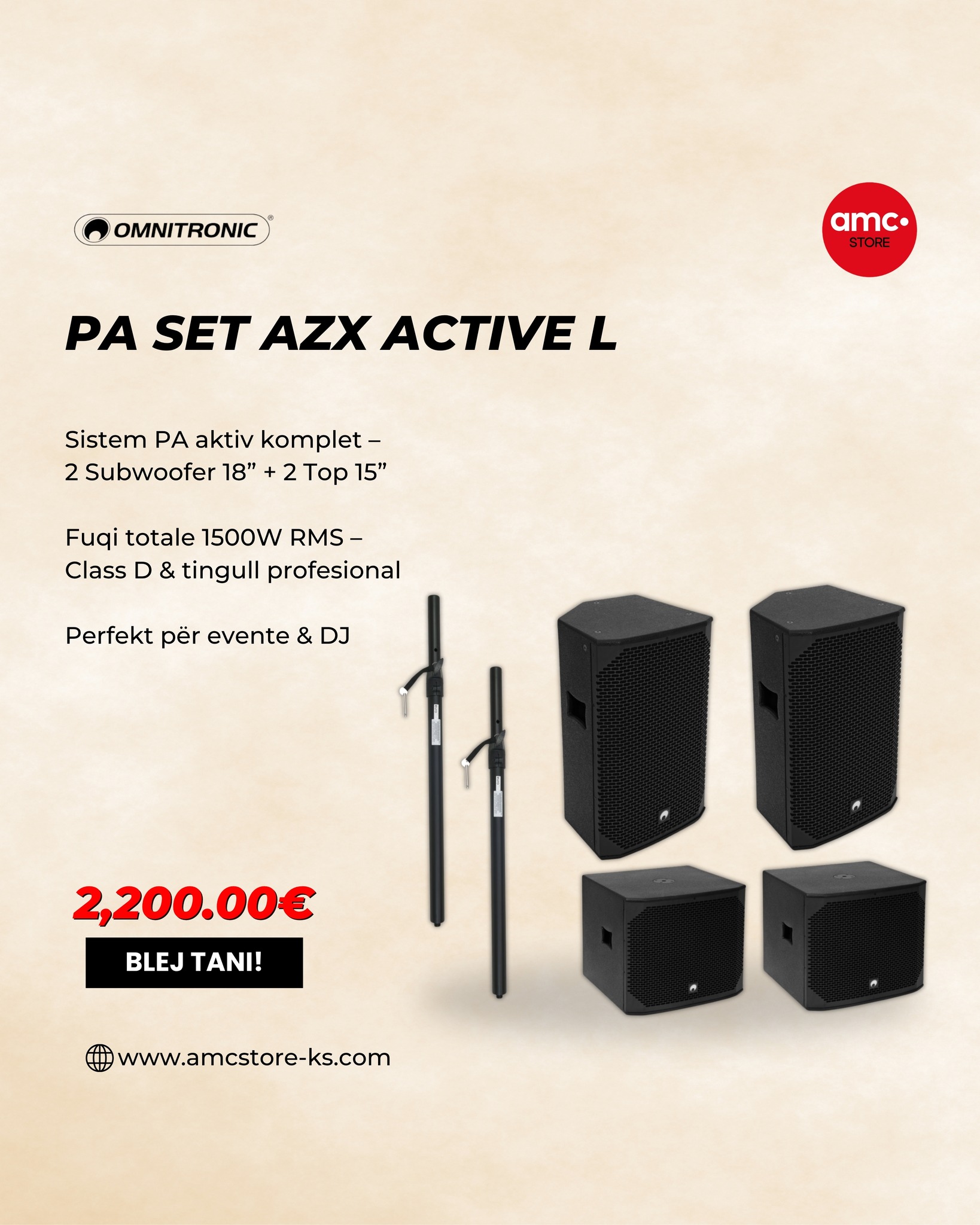 Sistem zanor aktiv Omnitronic AZX 1500W – AMC STORE