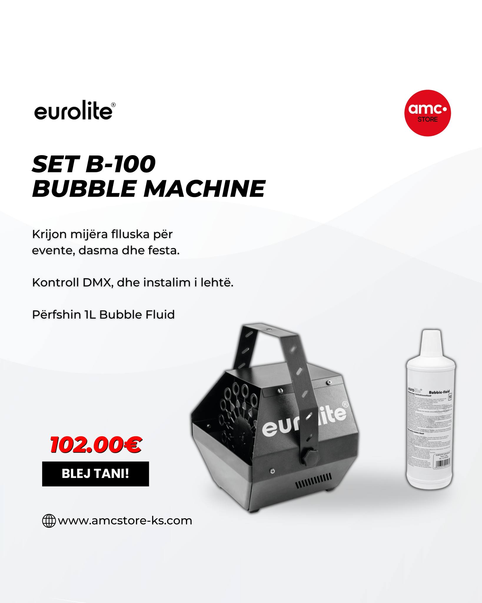 Makinë për flluska Eurolite B-100 me DMX – AMC STORE