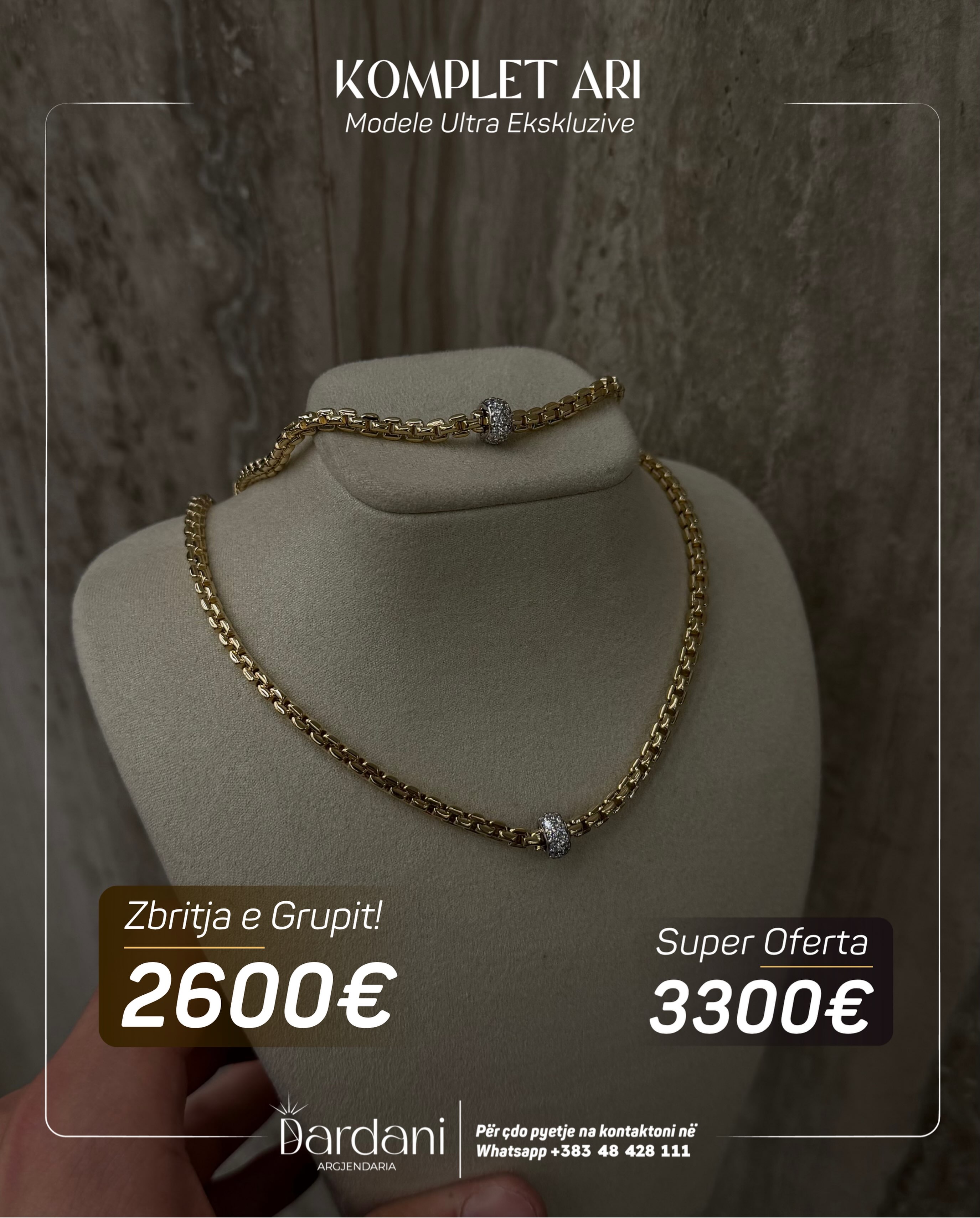 Komplet ari me zinxhir dhe byzylyk – Argjendaria Dardani