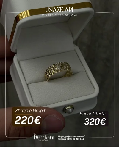Unazë ari me mbishkrim në kuti