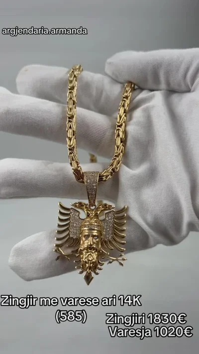 Zinxhir ari 14 karat me varëse shqiponje
