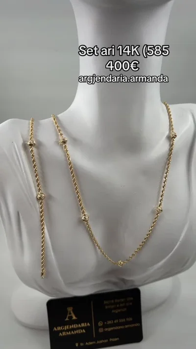 Set ari 14 karat me zinxhir të hollë