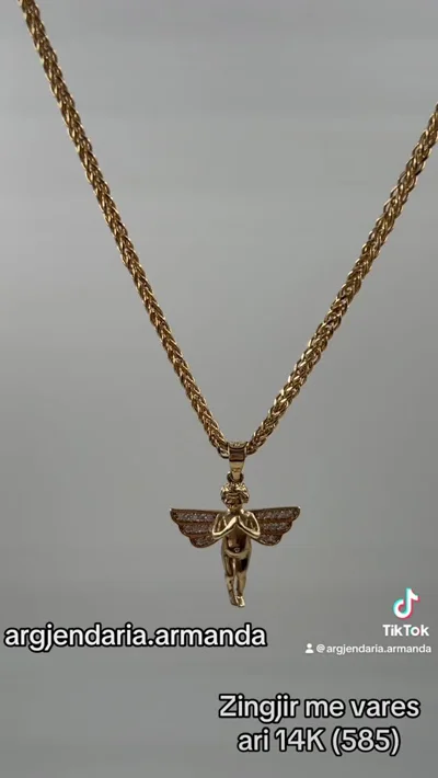 Zinxhir ari 14 karat me varëse engjëlli