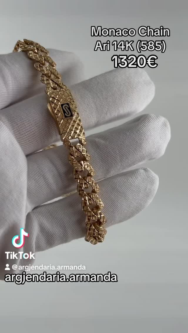 Byzylyk ari 14 karat Monaco Chain – Argjendaria Armanda