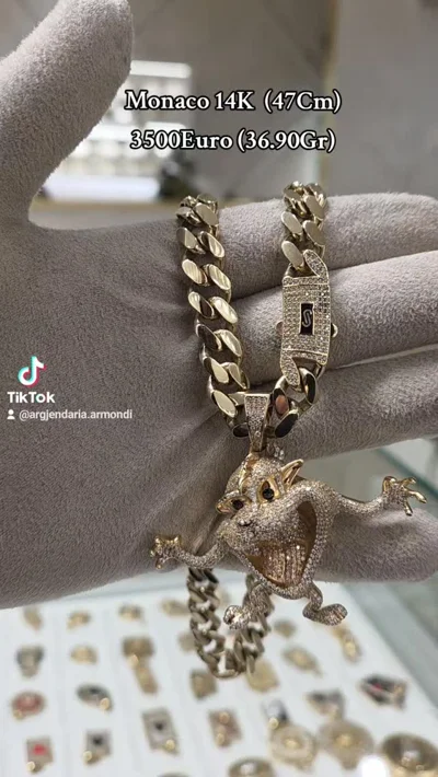 Zinxhir ari monaco 14 karat me varëse 47 cm