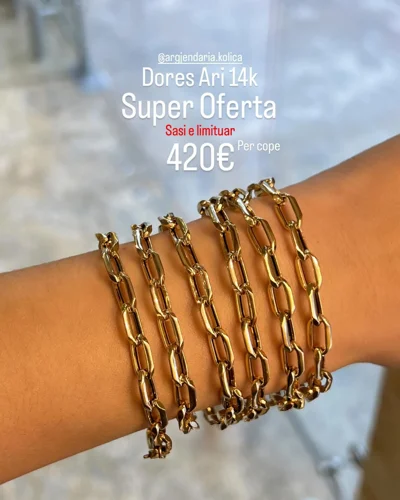 Dorëzore ari 14 karat me hallka ovale