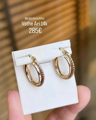 Vathë ari 14 karat rrethore të dyfishta