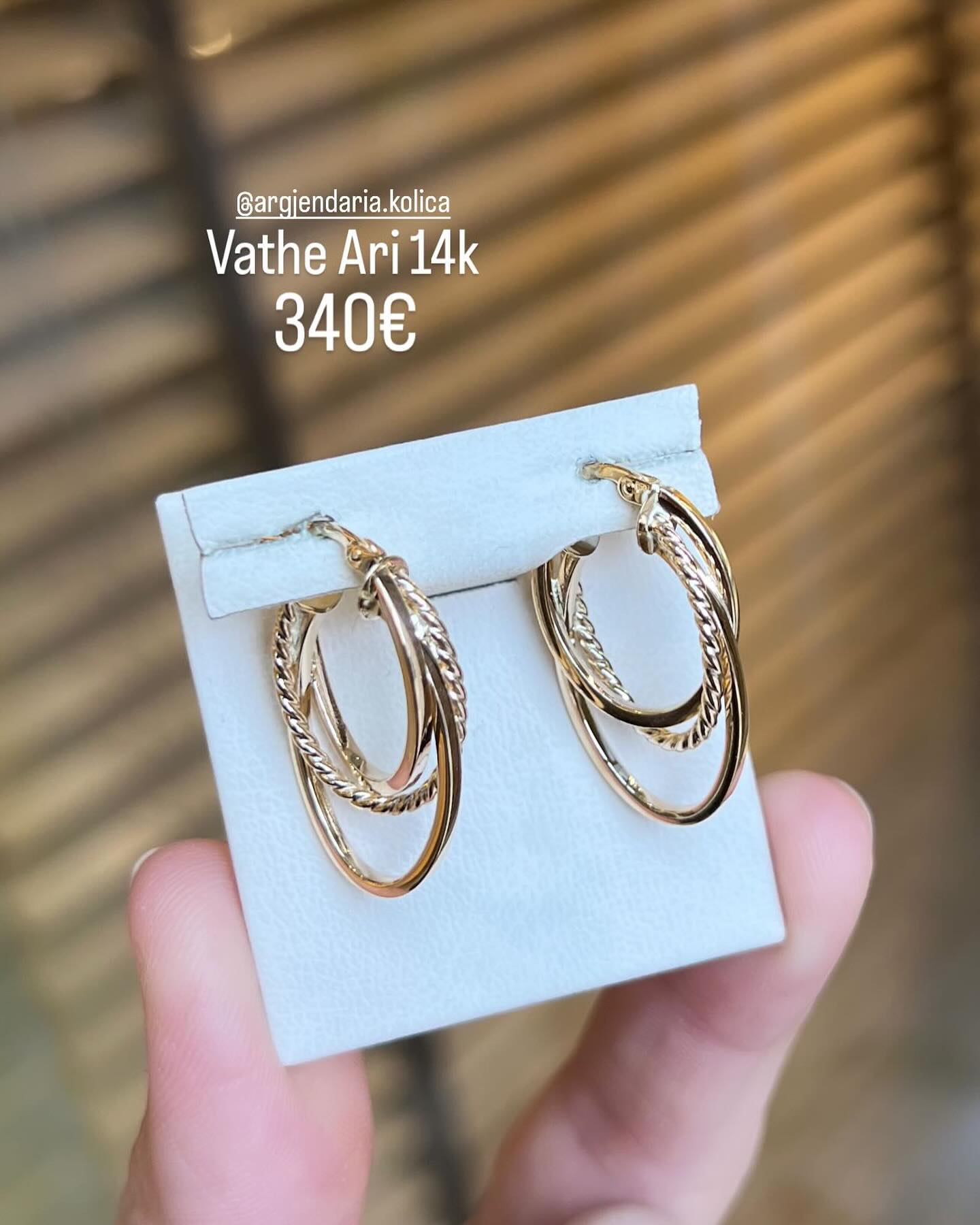 Vathë ari 14 karat rrethore të trefishta – Argjendaria Kolica