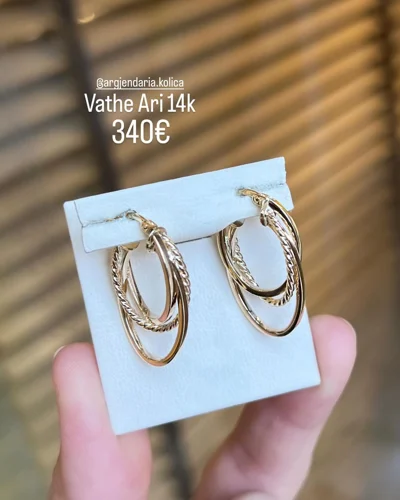 Vathë ari 14 karat rrethore të trefishta