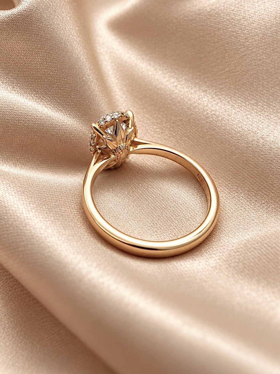 Unazë ari me diamant në formë luledielli – Ariana Nila | Designer (2)