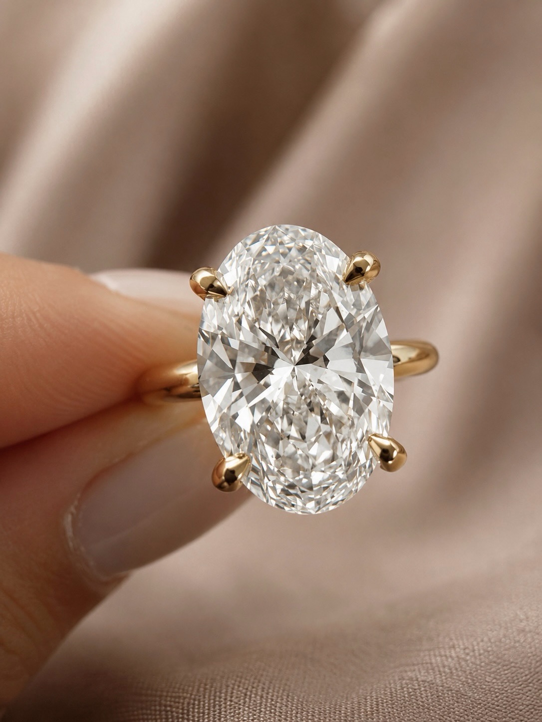 Unazë ari me diamant të madh oval – Ariana Nila | Designer