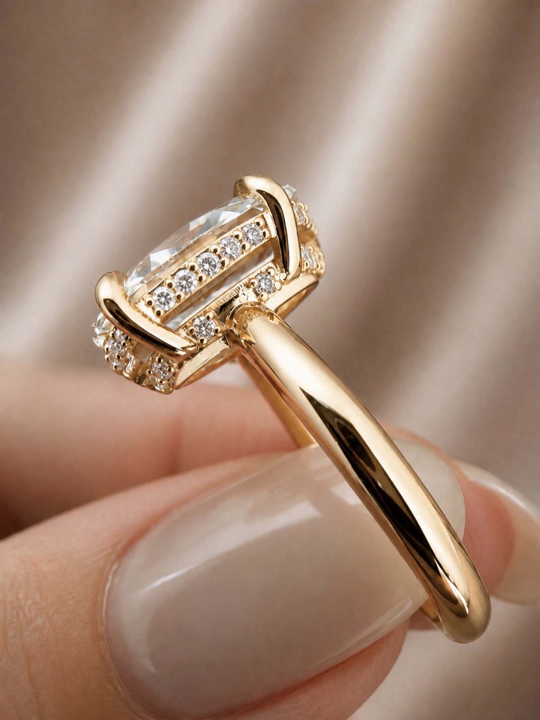 Unazë ari me diamant të madh oval – Ariana Nila | Designer (3)