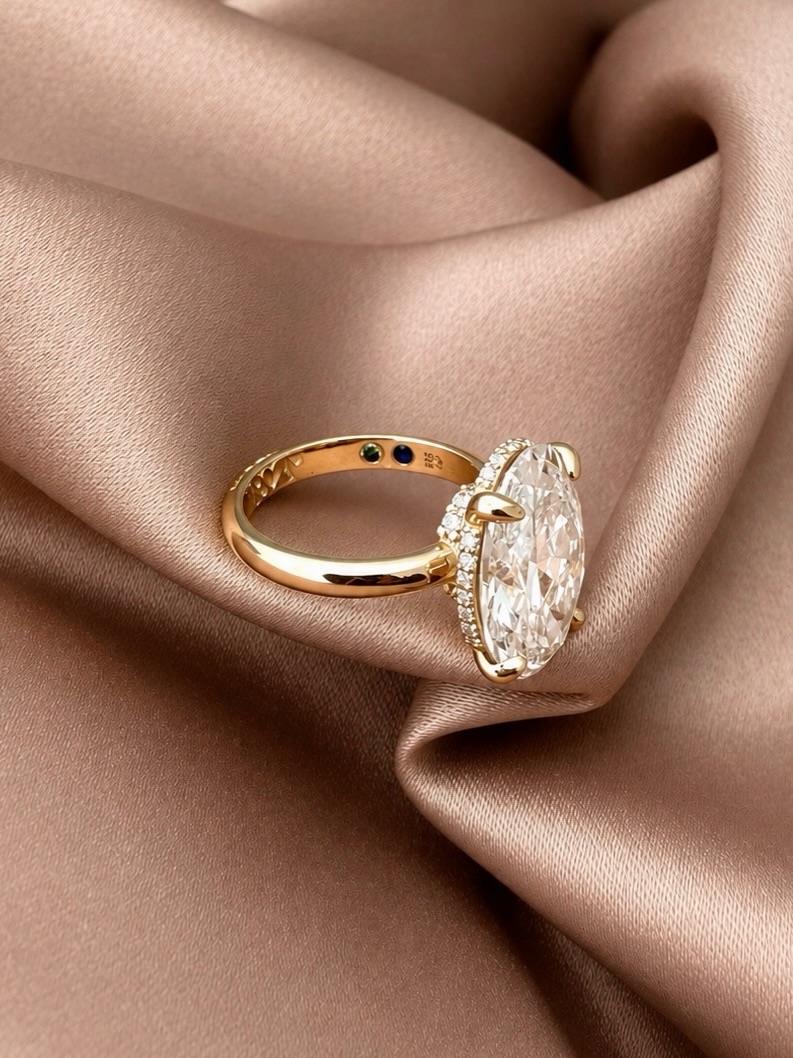 Unazë fejese ari me diamant oval 7 karat – Ariana Nila | Designer (3)