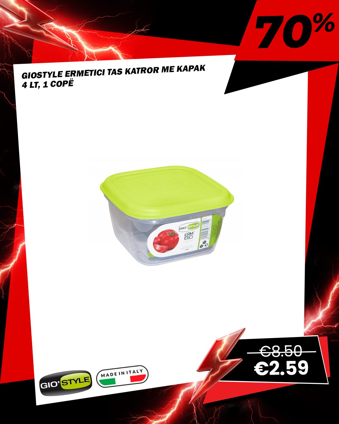 Enë hermetike katrore Giostyle 4 litër me kapak – Arteg Prishtinë