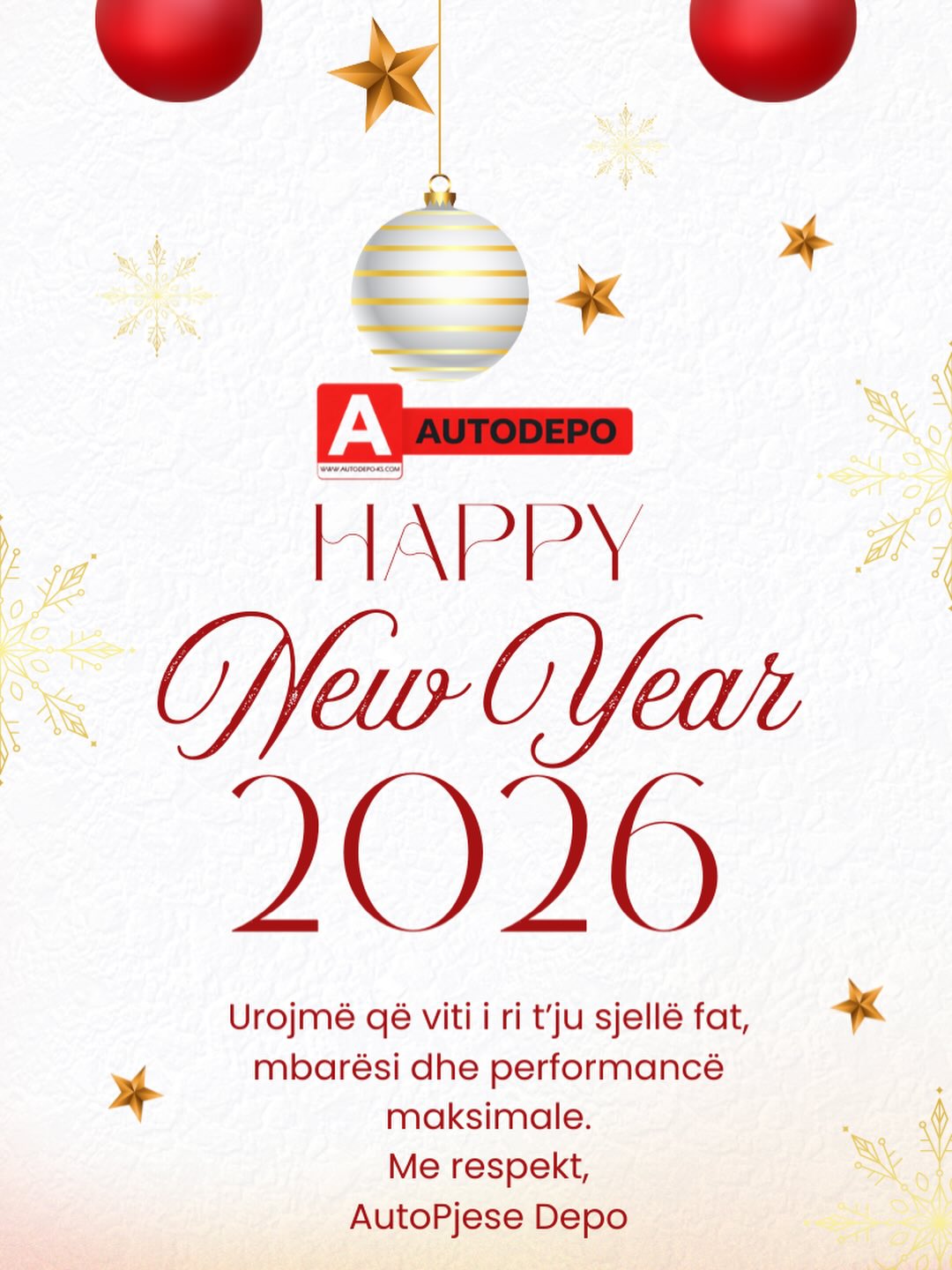 Urim për Vitin e Ri 2026 – Auto Pjesë Depo