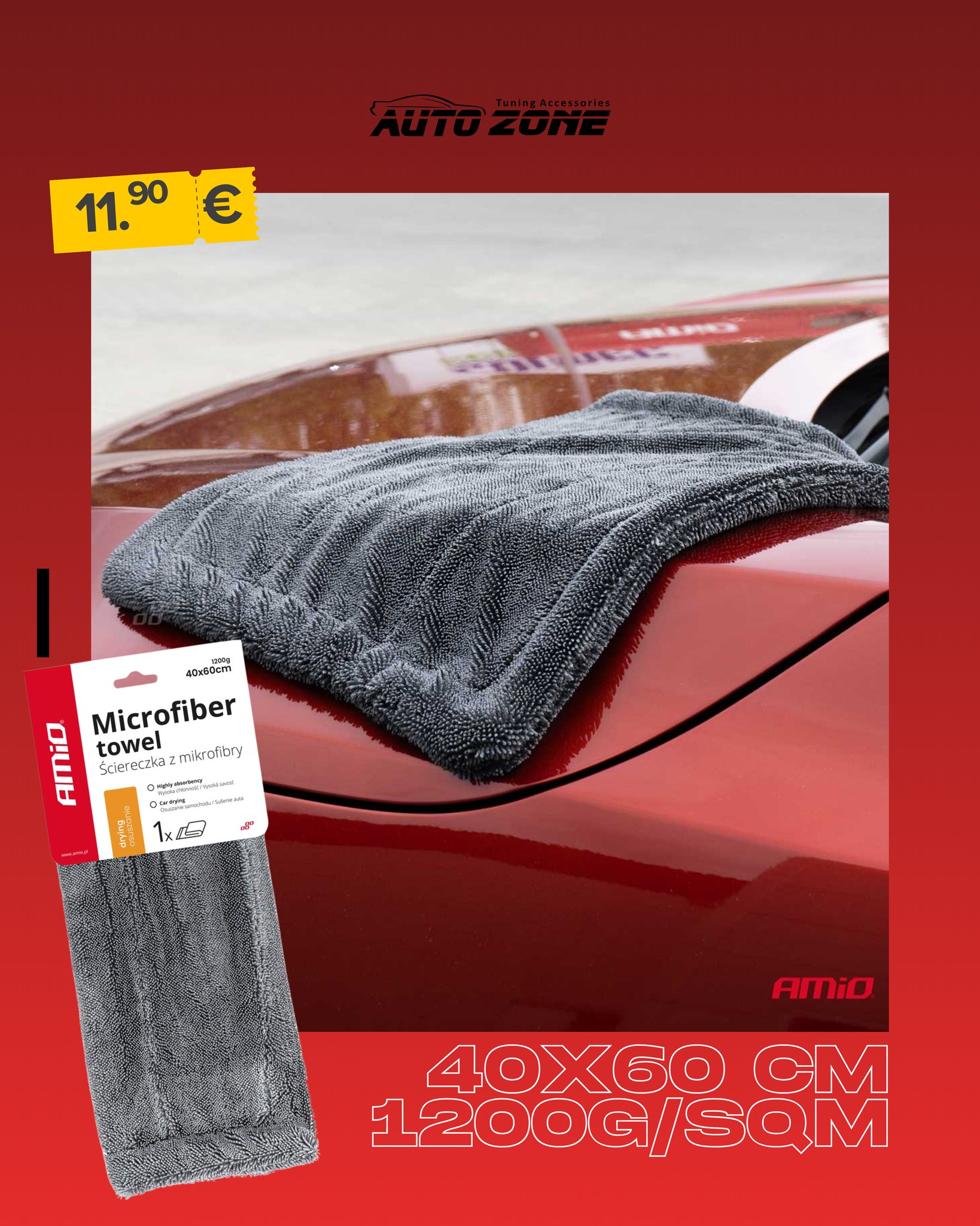 Peshqirë mikrofibër Amio për tharjen e veturës – AUTO ZONE® Tuning accessories