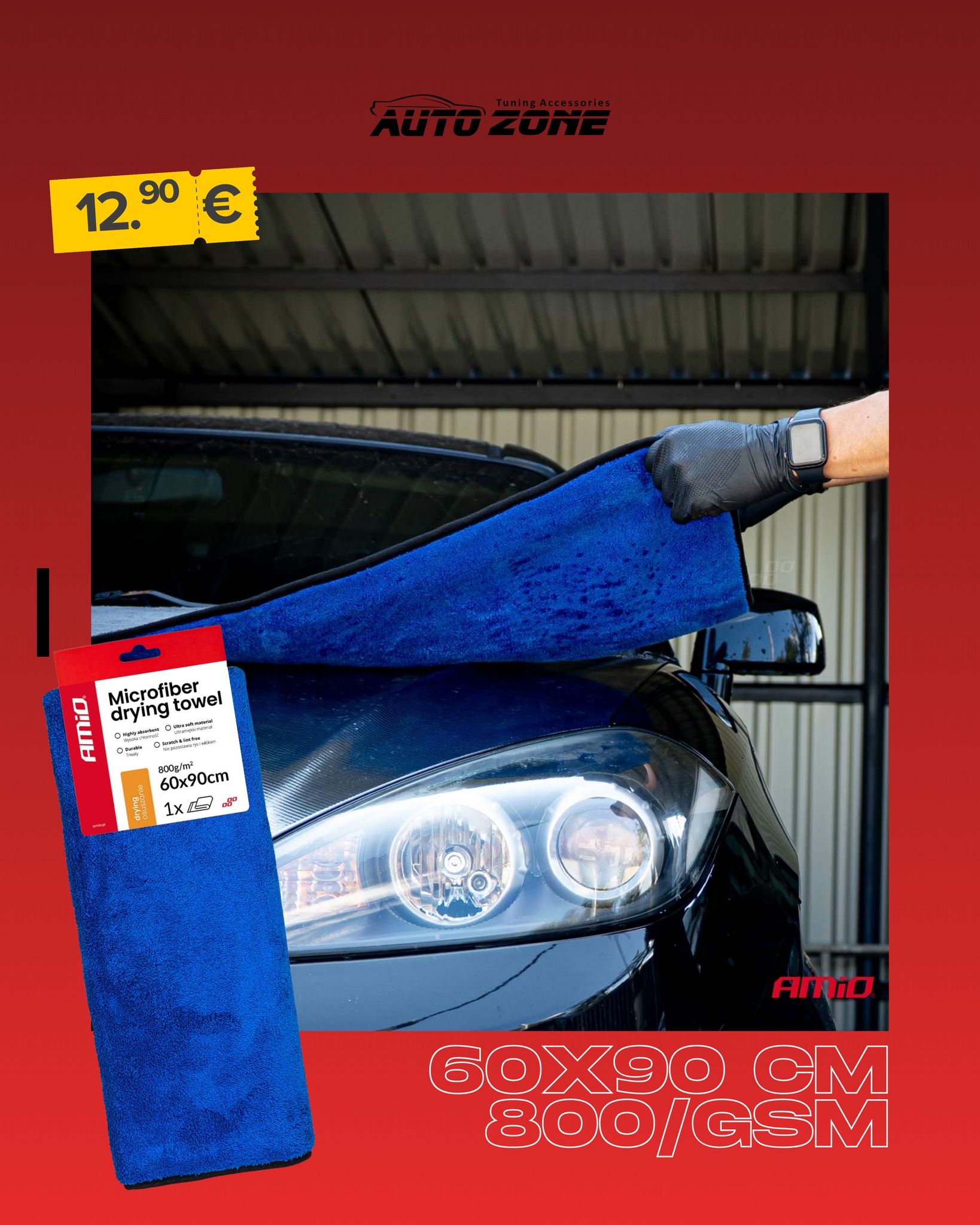 Peshqirë mikrofibër Amio për tharjen e veturës – AUTO ZONE® Tuning accessories (2)