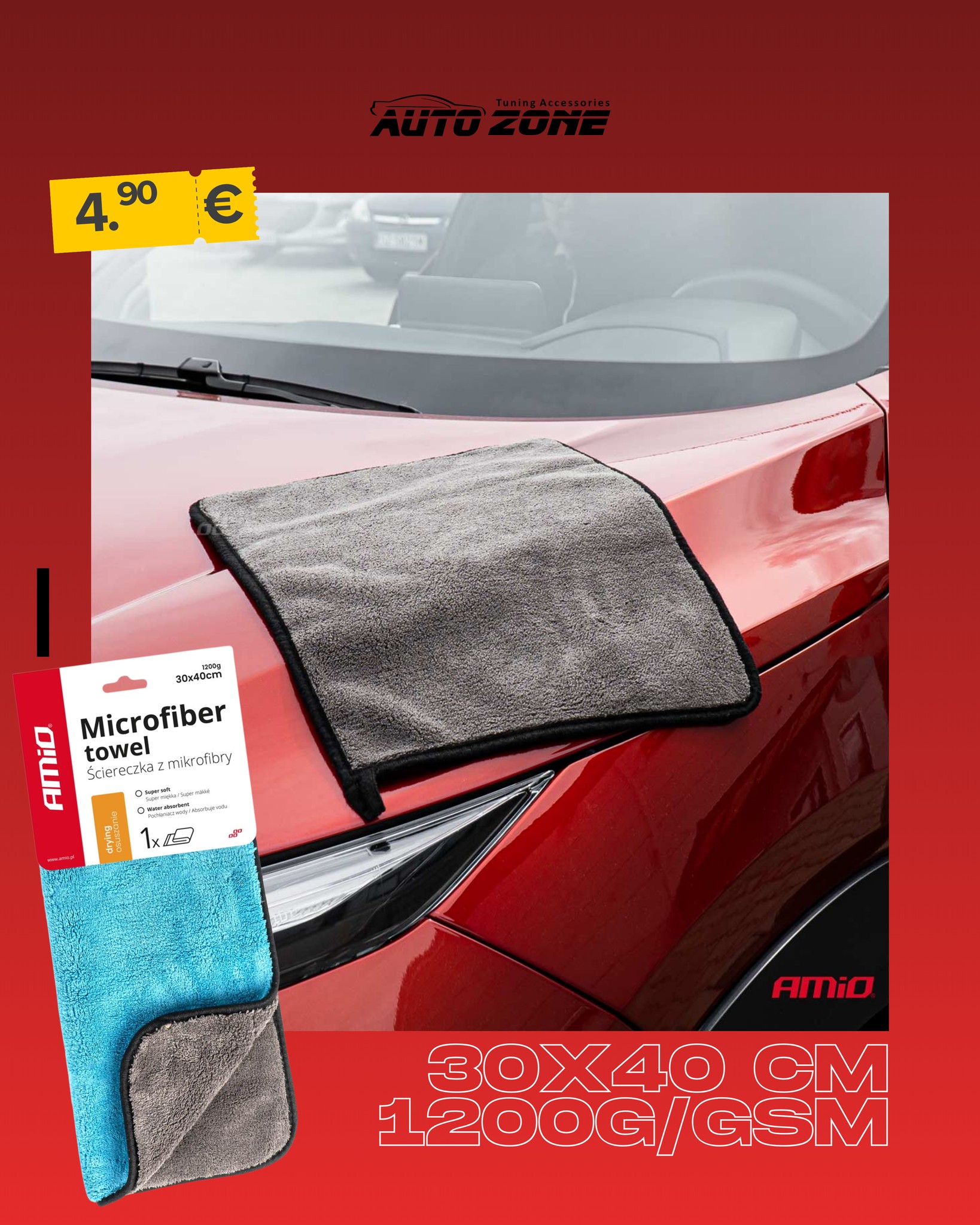 Peshqirë mikrofibër Amio për tharjen e veturës – AUTO ZONE® Tuning accessories (3)